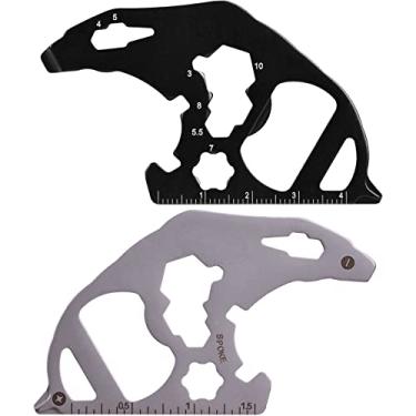 Imagem de Chaveiro multiferramentas pacote com 2 ferramentas de bolso de metal para homens, portátil, sem ferrugem, ferramentas multifuncionais para parafuso, régua e abridor de garrafas, manutenção de rotina