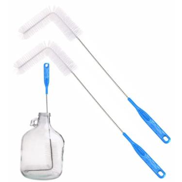 Imagem de HenryDa Escova Carboy, limpeza de 2 peças de escovas de nylon de 76 cm e escovas de garrafa de água com alça estendida de aço inoxidável para jarros de vidro de 6,5 galões fermentadores fio de dobra