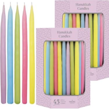 Imagem de Velas de Hanukkah, pacote com 2 velas de Hanukkah, em tons pastel, de luxo, para todas as 8 noites de Chanucá 1 hora de queima