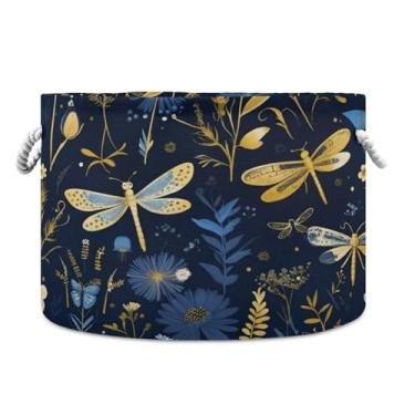 Imagem de JUZIHAI Cesta de armazenamento dobrável de flores silvestres para bebês, cesto de roupa suja, cobertor com alças de corda de algodão, caixa organizadora de armário dobrável para quarto, berçário, casa