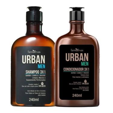 Imagem de Kit Shampoo E Condicionador 3 Em 1 Barba Cabelo E Bigode Masculino 240ml Urban Men