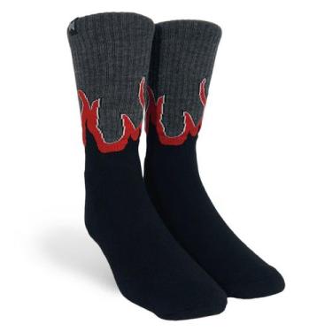 Imagem de Meia Cano Alto Flames Norden Streetwear Chamas Vermelhas 36-43
