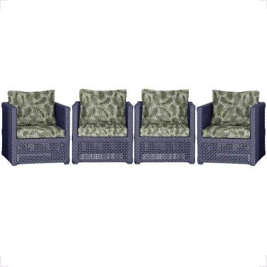 Imagem de 4 Poltronas Madri Alumínio Corda Náutica Estofado 5 Trama Azul