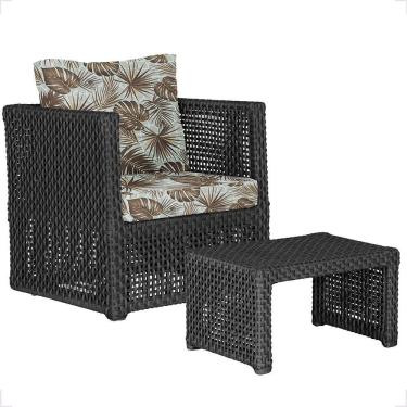 Imagem de Mesa E 1 Poltrona Madri Corda Náutica Estofado 6 Trama Preto