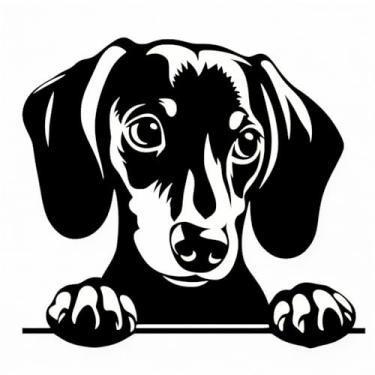 Imagem de Arte Decorativa Pet 3D para Parede, Dog Friendly, Cão, Quadro Cachorro, Shih Tzu, Labrador Retriever, Poodle, Pit Bull e Vira-Lata e Muito Mais, Preto, 23x23cm, Plástico Ecológico, Fita 3M, Confira Modelos (Dachshund)