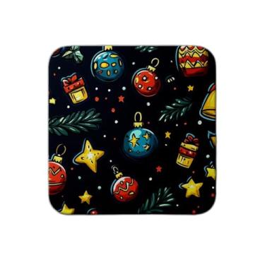 Imagem de Ladrilho Decorativo de Cerâmica Natalino com Estampa Colorida de Estrelas e Presentes