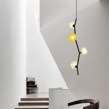 Imagem de OUFULA Lustre Moderno LED Moda Arte Sala de Estar Restaurante Quarto Villa Hotel Balcão Escadas Café Bar Lâmpada Pendente (H B 4 luzes)