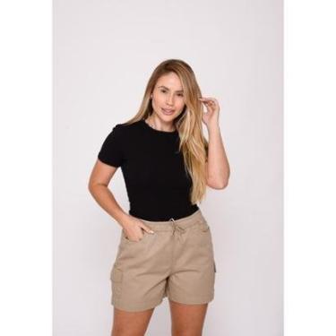 Imagem de Shorts Cargo Feminino Bege Escuro Ref 7947-Feminino