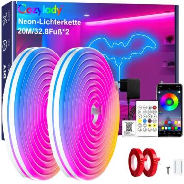 Imagem de Luzes de corda de néon LED Cozylady 20m RGB para quarto de 66 pés