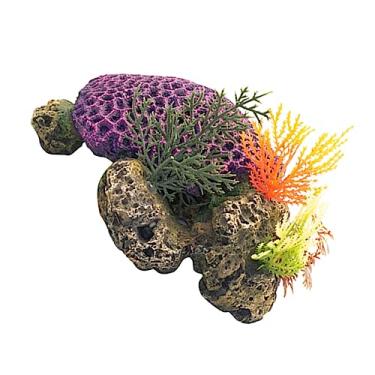 Imagem de HANABASS 1 enfeite de coral de simulação de tartaruga decorativo de aquário para aquário de peixes, decoração coral realista para aquários e tanques de água adiciona atmosfera natural ao seu