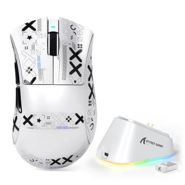 Imagem de MAMBASNAKE Attack Shark V3 PRO 62 g Superlight Mouse para jogos sem fio, base de carregamento RGB, BK52820 Tri-Mode BT/2.4G sem fio/com fita adesiva, 25000DPI, 5 botões programáveis para PC/Mac