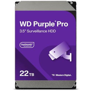 Imagem de Western Digital Disco rígido WD Purple Pro Surveillance 22TB CMR 3,5 polegadas SATA 7.200 RPM Cache, 512 MB OptiNAND AllFrame AI compatível com 64 câmeras WD221PURP-AJP Eco Package