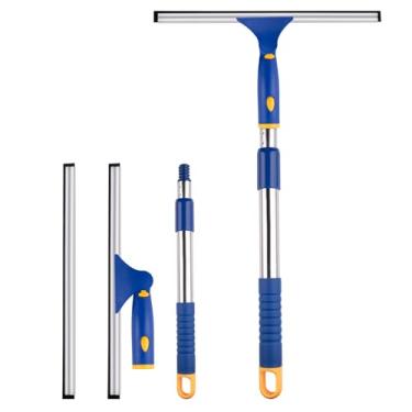 Imagem de BITOPE Rodo de chuveiro de 35,5 cm para porta de vidro com 2 peças de refil de borracha, alça de extensão, janela, carro, limpador de para-brisa, ferramenta para limpeza de espelhos de porta de