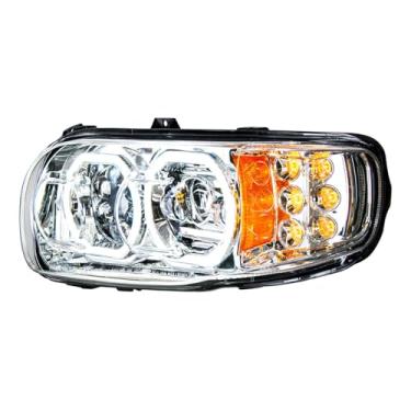 Imagem de United Pacific 35784 Farol cromado de alta potência com 10 LEDs com 6 viradas de LED e halo de 100 LED para 2008-15 PB 388 e 2008-2021 389-Driver