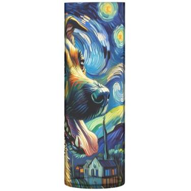 Imagem de Vasos de flores cilíndricos para centros de mesa com estampa de cachorro fofo noite estrelada grandes vasos de outono plástico impressão personalizada quarto decoração de casa, 30 cm x 9,9 cm