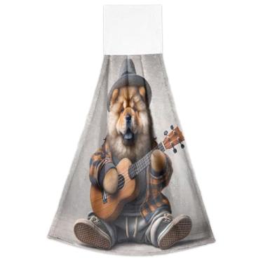 Imagem de Joisal Toalhas de mão engraçadas para cachorro Chow Chow Chow com laços para pendurar conjunto de 2 toalhas de gravata de forno absorventes macias, toalhas de cozinha decorativas 18,2 x 14 polegadas