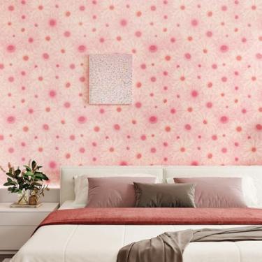 Imagem de EPPKILY Papel de parede floral rosa suave descasque e cole papel de parede de flor rosa vintage papel de contato floral autoadesivo removível mural de parede para quarto de meninas decoração de