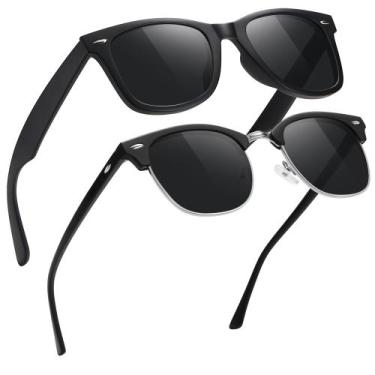 Imagem de MEETSUN Gafas de Sol Clásicas Retro Semi-Aro UV400 Paquete de 2