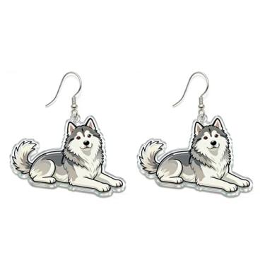 Imagem de OSCCI Adoráveis brincos de acrílico para filhotes de cachorro – Ganchos de liga durável, com tema de animal de estimação fofos, ótimos para roupas casuais e de festa, Acrílico, Sem pedra preciosa