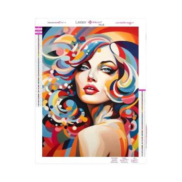 Imagem de Kit De Pintura Em Diamante De Retrato Abstrato Feminino, Bordado Em Mo