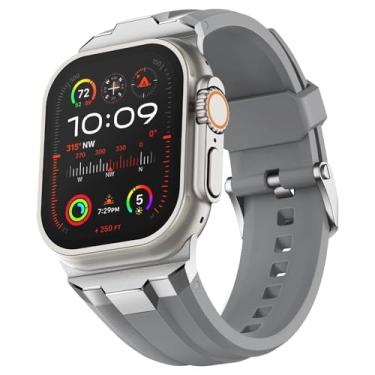Imagem de VELORE Pulseira de relógio esportivo, para Apple Watch Ultra 2 de 49 mm, 45 mm, 44 mm e 42 mm, conector de aço inoxidável 316L durável para iWatch Ultra 9 8 7 6 5 4 3 SE (cinza titã)