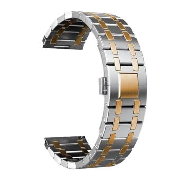 Imagem de FULNES Pulseira luxuosa de aço inoxidável para Galaxy Watch 5 Pro 40/44 mm 42/46 mm para Huawei Gt 2/3 Pro, pulseira de metal de 20 mm e 22 mm (ferramenta prata e ouro rosa, 20 mm)