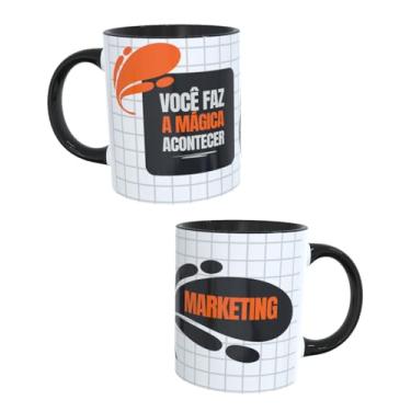 Imagem de Caneca Marketing 340ml em Porcelana Premium | “Você Faz a Mágica Acontecer” | Caneca Motivacional para Profissionais de Marketing | Presente Criativo (PRETO)