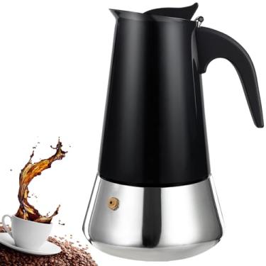 Imagem de DITOSH Máquina de café expresso com 6 xícaras de aço inoxidável Moka Pot Stove Top Percolator Italiano Capable Mocha Greca Machine Cafe Classic Indução Cookers para Casa e Camping 300 ml 293 ml