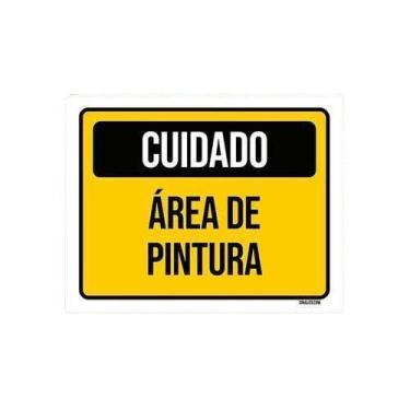 Imagem de Placa De Sinalização - Cuidado Área De Pintura 36X46 - Sinalizo.Com