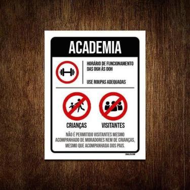 Imagem de Kit 3 Placas Regras Normas Uso Academia - Sinalizo.Com