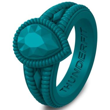 Imagem de ThunderFit Anéis de silicone para mulheres, alianças de noivado de borracha de pera 13,5 mm de largura 5,5 mm de espessura - pacote variado de 1/2/3
