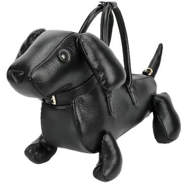 Imagem de Lyuxhetaokdiq Bolsa de ombro feminina de couro PU exclusiva novidade bolsa tiracolo fofa em forma de cachorro, 1 preta a