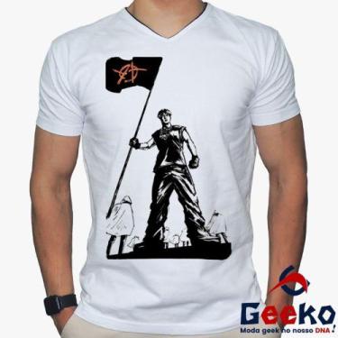 Imagem de Camiseta Ateez 100% Algodão K-pop Mingi Geeko, Branco gola v, G