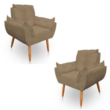 Imagem de Kit 2 Poltronas Decorativas Opala Sala de Estar Suede - Horizonte Móve