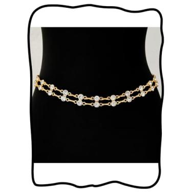 Imagem de Fstrend Cinto feminino Cystal, corrente de cintura dourada, ajustável, moda, strass, cintos, joias para vestidos, Standard, Metal não precioso, Sem Pedra Preciosa