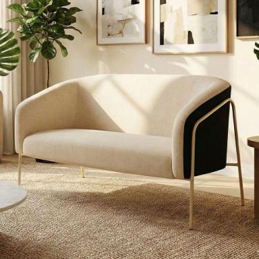 Imagem de Sofá Namoradeira Stella Industrial Alta Champanhe Sintético Pu Preto L