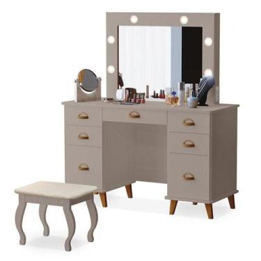 Imagem de Penteadeira Camarim New Seul Com Banqueta Almofadada Mani - Luapa Móve