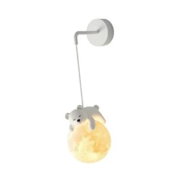 Imagem de IEUDNS Luminária pendente infantil, design criativo e fofo com desenho animado, estilo nórdico, ideal para quartos de meninas e meninos, Urso