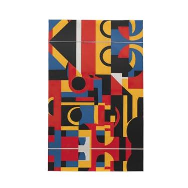 Imagem de XLLingL Composição em toalhas de cozinha waffle com estampa vermelha, amarela, azul e preta, panos de prato de microfibra, perfeitos para decoração e limpeza de cozinha - 1 peça