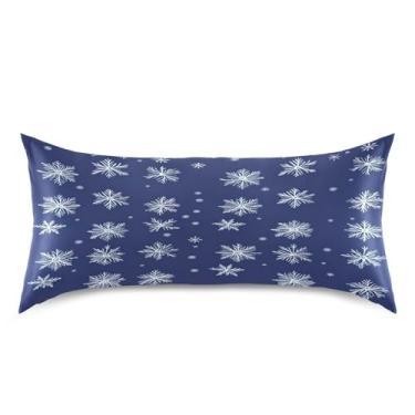 Imagem de Blueangle Fronha de cetim de flocos de neve de Natal para cabelo e pele, fronha de seda, tamanho king (50,8 x 101,6 cm) - Capas de almofada de cetim refrescantes com fecho de envelope (124)