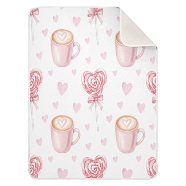 Imagem de Wassud Cobertor de bebê pirulitos em forma de coração para meninos e meninas, macio para bebês e recém-nascidos, cobertor aconchegante de algodão essencial para berçário, viagem, berço, carrinho 76 x