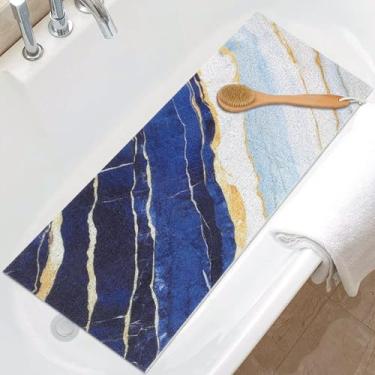 Imagem de Tapete de chuveiro antiderrapante, tapete de banheira, tapetes de chuveiro extralongos 40,6 x 99 cm para chuveiro interno, tapete de chuveiro de PVC de secagem rápida para banheira, banheiro, casa