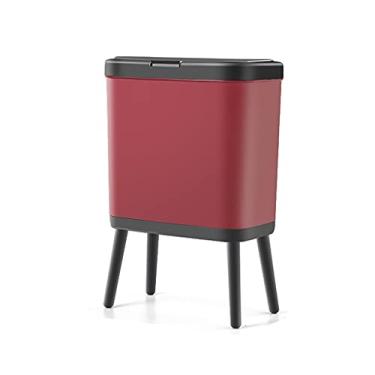 Imagem de pcagfaajmh Latas de lixo de cozinha lata de lixo com tampa caixote do lixo lixeira escritório lata de lixo para cozinha escritório sala de estar quarto (cor: amarelo) (vermelho)