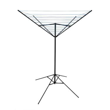 Imagem de Varal De Chão Aço Carbono Retrátil Giratório Reforçado 9 Cordas Durável Preto Varal Sul Único