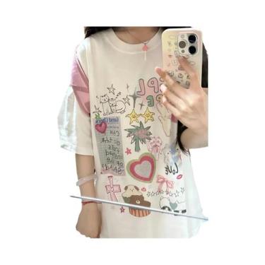 Imagem de Camiseta Unissex Estilo Solto Com Estampa De Desenho Animado Y2K Casua