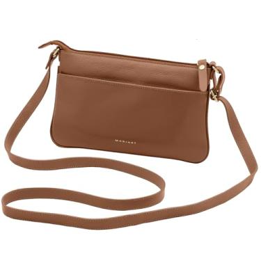 Imagem de Bolsa Feminina Transversal de Couro Bovino Legítimo Mariart Girassol (Camel)