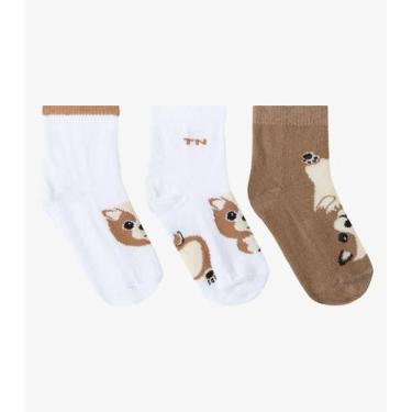 Imagem de Kit 3 Pares De Meia Cano Curto Infantil Trick Nick Marrom, 19/22, Marr