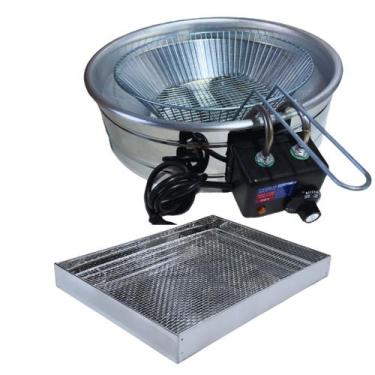 Imagem de Kit Fritadeira Elétrica Industrial Tacho Redondo Inox 7 Litros com Esc