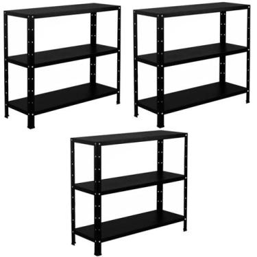 Imagem de 3 Estantes De Aço Para Escritório Estoque Loja Quarto Almoxarifado 3 P
