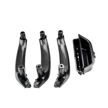 Imagem de Compatível com bmw f25 f26 x3 x4 2011-2017 preto bege cor de fibra de carbono porta lateral esquerda interior alça puxar guarnição(LHD 4Pcs Carbon)